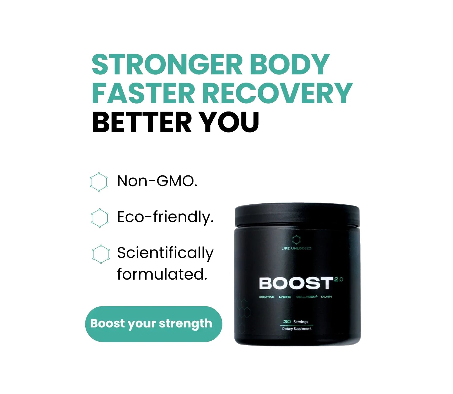BOOST 2.0 Creatine + Taurin + Lysine + Collagen + B9.
